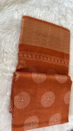​Ethereal Rust-Orange Handloom Saree with Mandala Motifs - Image 5