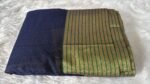 Royal Navy Blue Handloom Chanderi Saree with Antique Gold Zari Border - Image 5