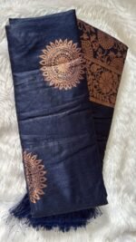 Elegant Midnight Blue Banarasi Silk Saree - Image 4
