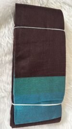 Coffee Brown & Turquoise Blue Contemporary Cotton Saree - Image 4