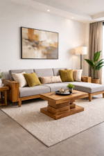 Modern L-Shaped Sectional Sofa with Integrated Wood Frame