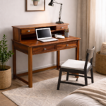 Modern Wooden Computer Table with Storage – Perfect for Bedroom & Home Office