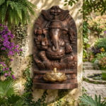 Ganesha Wall Shrine with Diya Shelf
