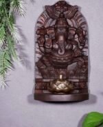 Ganesha Wall Shrine with Diya Shelf - Image 3